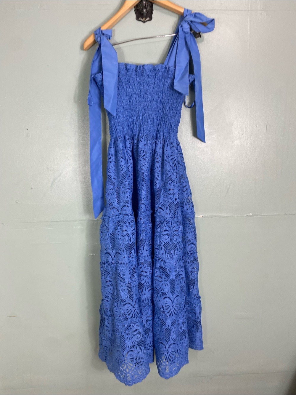 Hill House The Ribbon Ellie Nap Dress Blue Lace Eyelet Medium - Picture 6 of 7